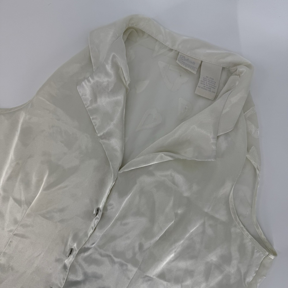 Delicate‎ treasures intimate Cream heart see through back shirt size XL Feminine